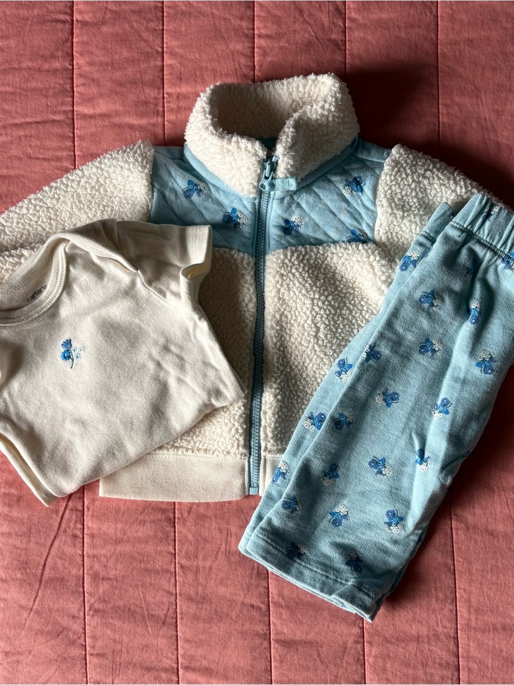 Carter's Cream and Blue Baby Garment